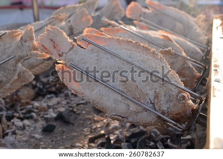 thai style grilled fish with dried salted cover