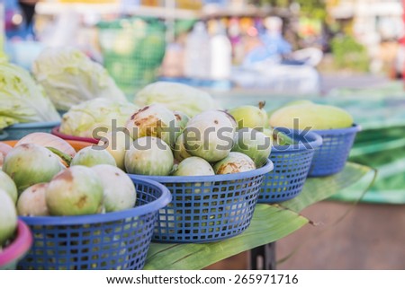 fresh vegetable on in basket. street vegetable shop in the market