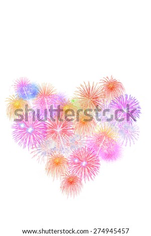 heart firework isolated on white background-  firework celebration  happy time