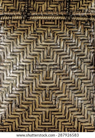 brown woven rattan background, close up  woven rattan bag, products from thailand