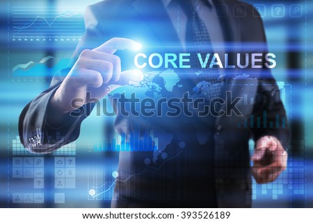 Business, Internet and technology concept.  Businessman select COre values.