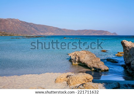The view from Elafonisi island and beach in the far south-west of Crete,