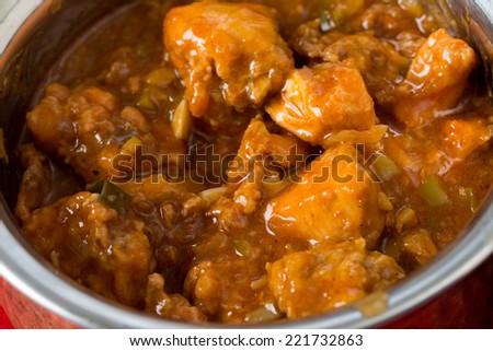 Indo-Chinese chili garlic chicken, a North Indian fusion food from Kolkata