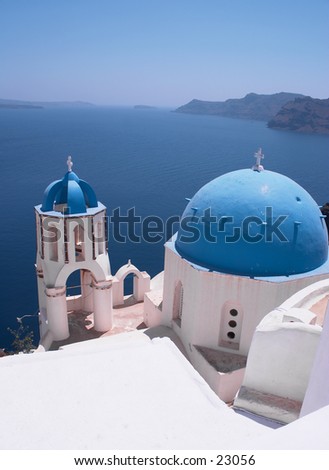 A view of Ia (or Oia), on vocanic Santorini island, Greece. One of the Mediterranean\'s most famous holiday destinations.