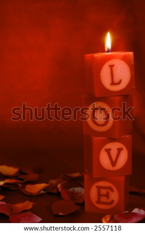 Candles spelling out the word \