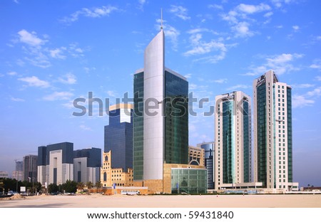 The towers in the West Bay commercial district of Doha, Qatar,