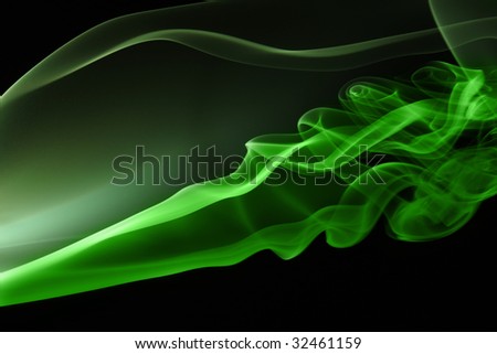 Random swirls of green colored smoke