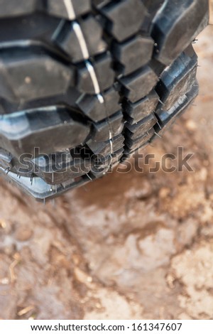 car tire on a dirty road