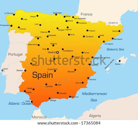 physical maps of spain. maps of spain for kids.