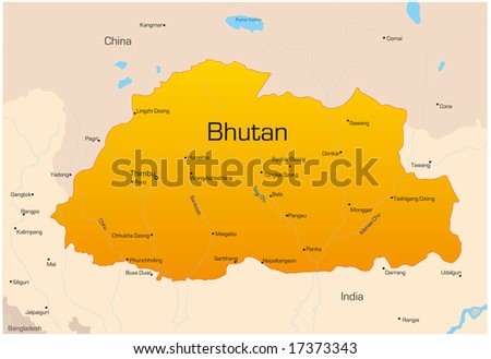 political map of bhutan. map of Bhutan country