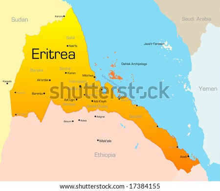 physical map of eritrea. map of Eritrea country