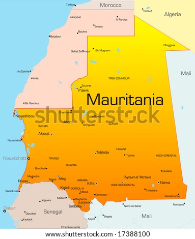political map of mauritania. map of Mauritania country