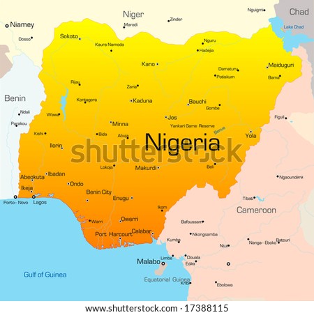 map of Nigeria country map of nigeria showing 36 states. map of Nigeria country