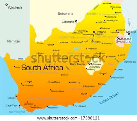 stock vector : Abstract vector color map of South Africa country