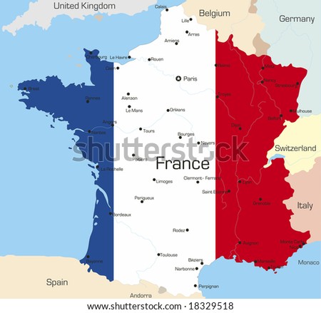 national flag of france. coloured by national flag