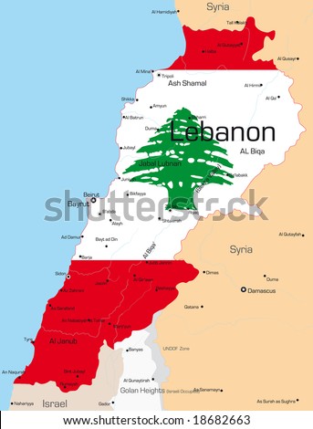 print Lebanon+map+flag