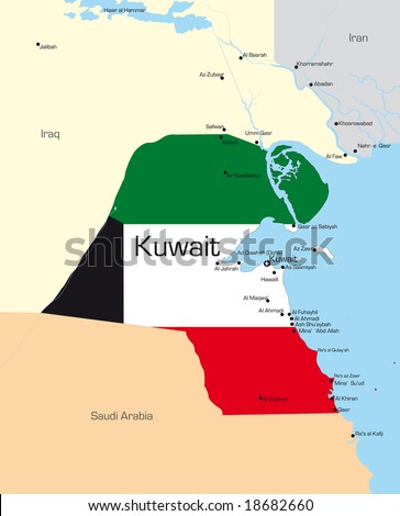 map of kuwait. vector color map of Kuwait