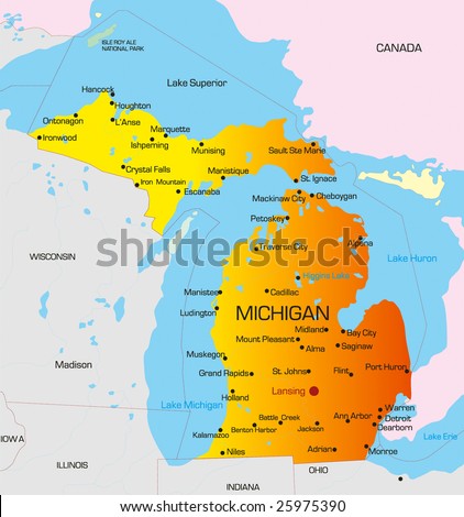  Michigan on Stock Vector Vector Color Map Of Michigan State Usa 25975390 Jpg