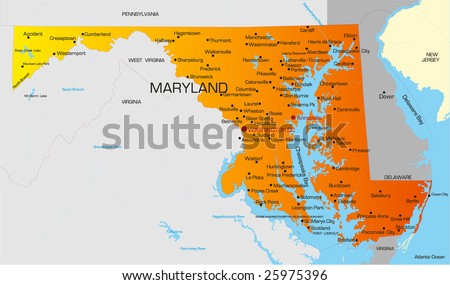 stock vector : Vector color map of Maryland state. Usa