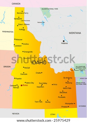maps of idaho states. color map of Idaho state.