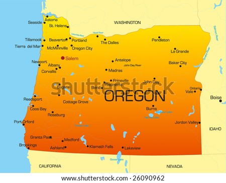 maps of oregon state. color map of Oregon state.