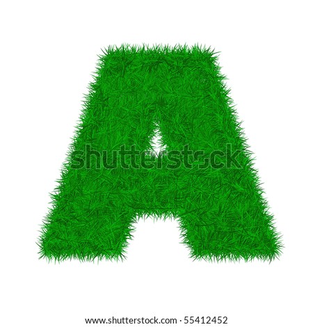 stock photo green grass letter font isolated o white background