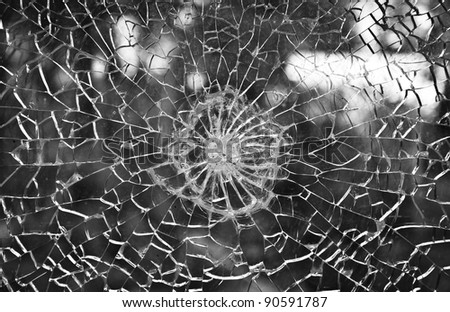 Cracked bullet proof glass