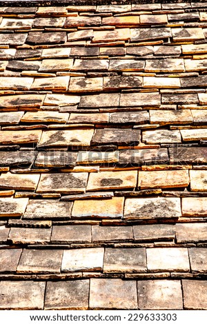Old brick roof tiles from north of thailand