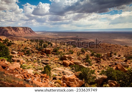 Scenic view of a wide empty land in the far west