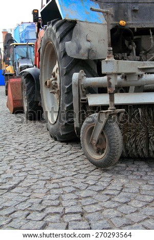 tractor, parts accessories for cleaning streets