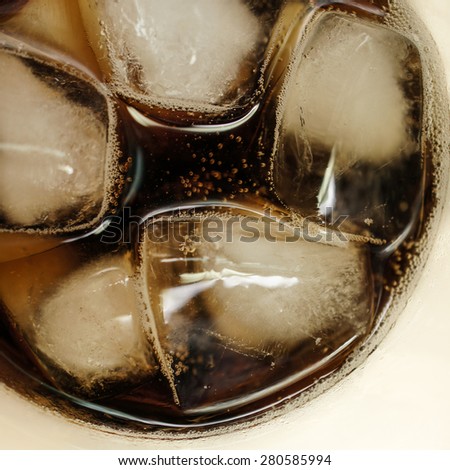 Carbonated Drink with Ice, Abstract, Top View.