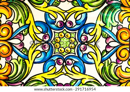 Abstract Colorful Pattern on Ceramic Dish [Not Painting, Not Vector]