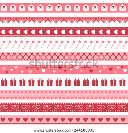Seamless borders for Valentine\'s Day or wedding design. Raster version