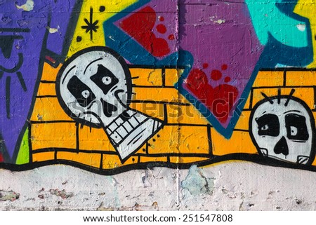 10 February 2015 - Outdoor Skull Graffiti in the Skate Park, Braga, Portugal