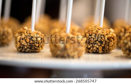 A Stick of Chocolate Mousse with Peanuts, Macro Close-up Details