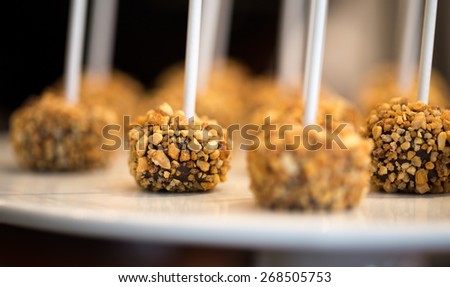 A Stick of Chocolate Mousse with Peanuts, Macro Close-up Details