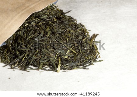 Bag of organic loose leaf green tea