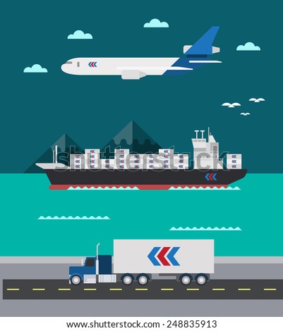 Flat design of cargo transportation sea air land illustration vector