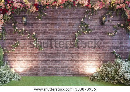 The backdrop at the wedding ceremony with background.people use in wedding day.