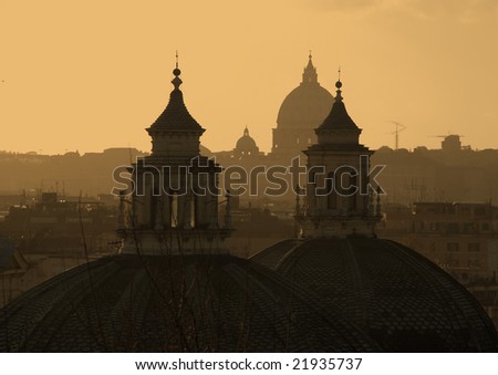 Rome\'s cityscape with the domes of the \