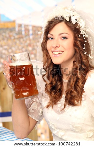 bride in a beer tent