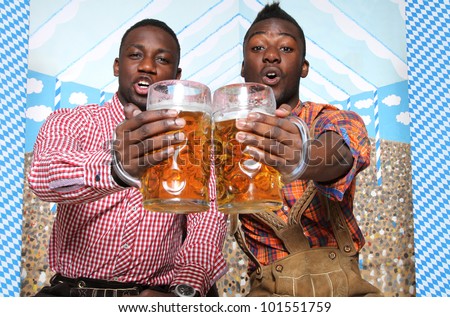 two friends in a beer tent