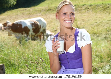 woman drinks milk