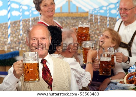Group in beer tent