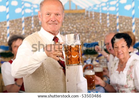 Eldery man in beer tent