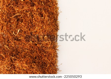 Pile of tobacco on white,with place for simple text