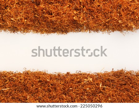 Pile of tobacco on white,with place for simple text
