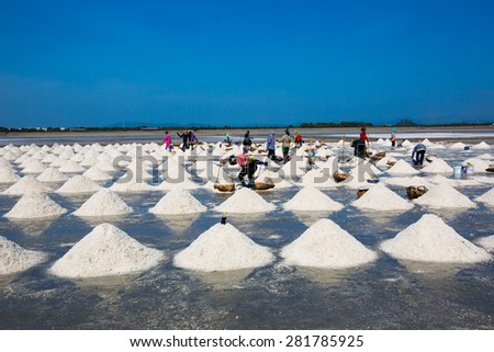 Salt evaporation pond in Thailand