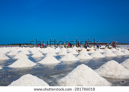 Salt evaporation pond in Thailand