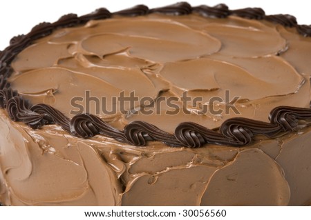 Homemade Chocolate Cake on clear platter